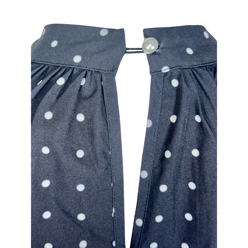 NEW Halara Halter Keyhole Back Polka Dot Flowy Tiered Midi Dress Black Size XL - Picture 8 of 15